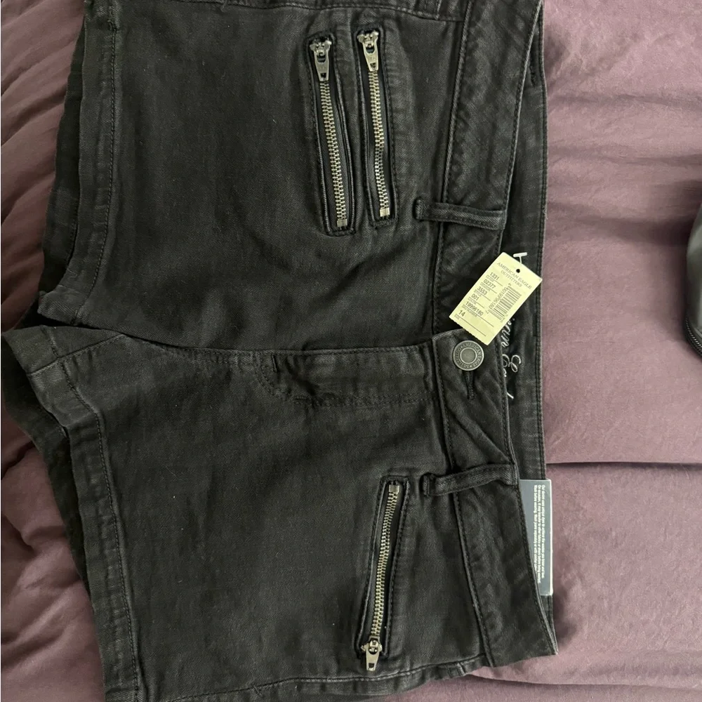 American Eagle Outfitters Black Denim Low-Rise Shorts